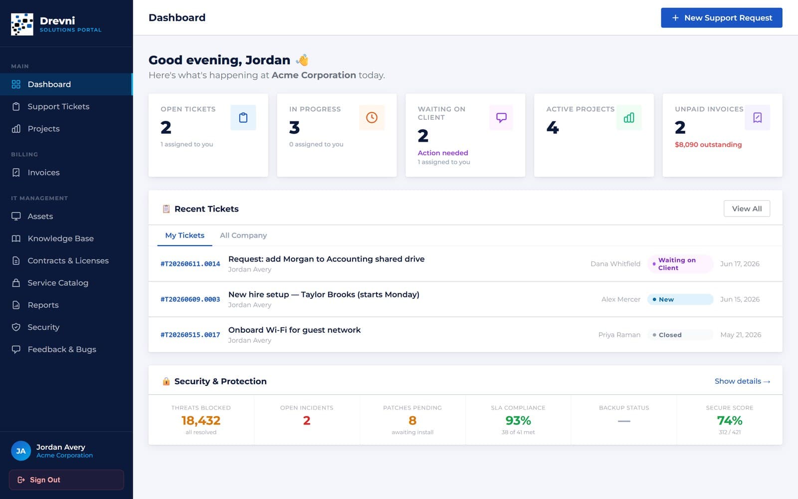 Drevni portal, Dashboard